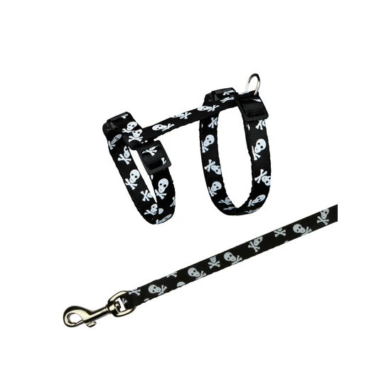 Trixie hám+póráz cica halájfej mintás 27-45cm/100mm/1,2m